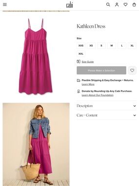 CAbi Kathleen Maxi Dress in Bright Magenta never worn $169